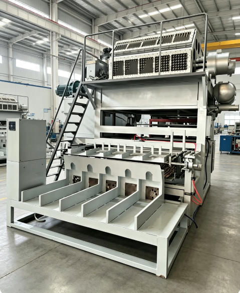 Dây chuyền sản xuất khay trứng công suất cao với hệ thống sấy và xếp bột tạo thành bột hoàn chỉnh, sản xuất 5000 khay giấy mỗi giờ